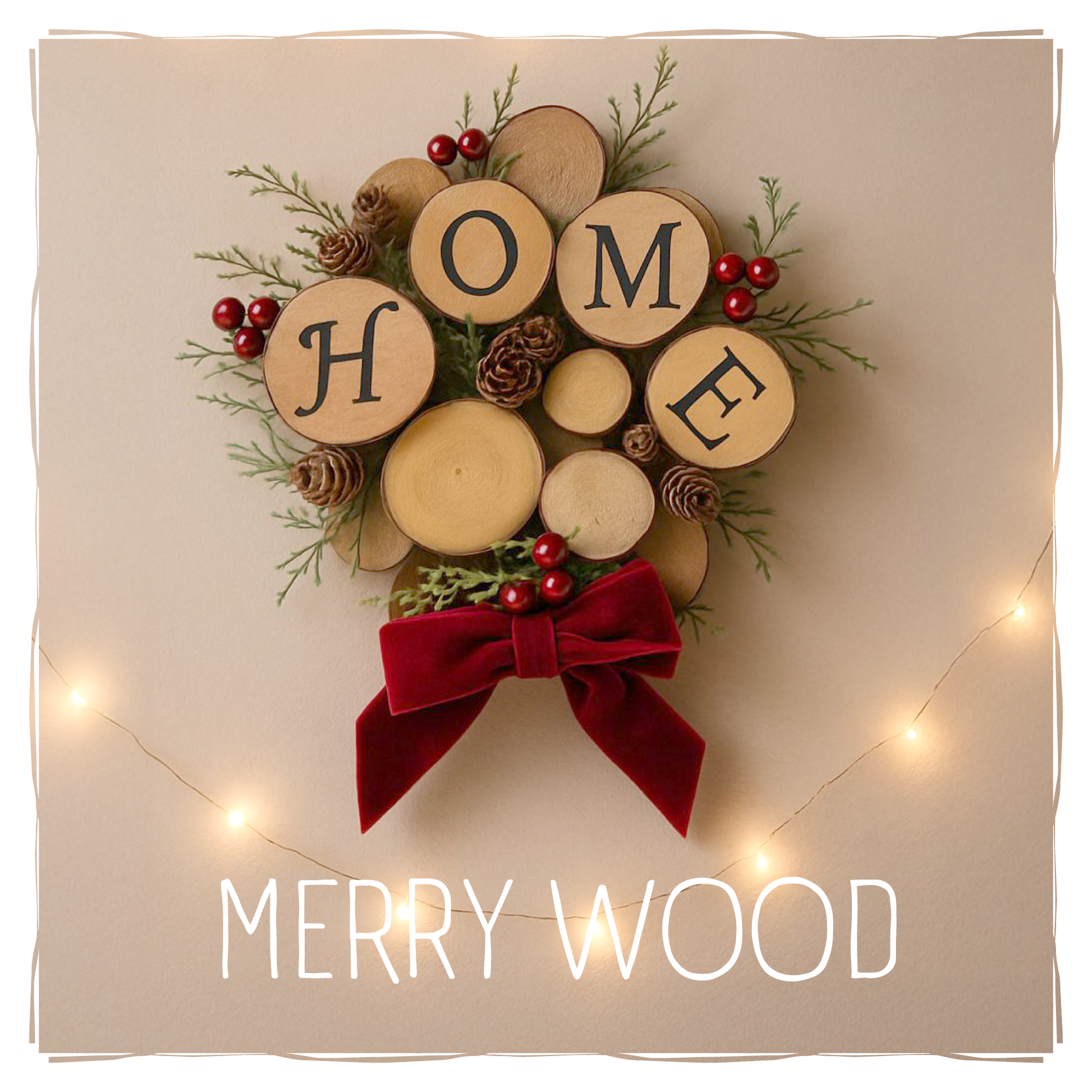 Lighted Christmas Wreath Ring with Red Bow | LED Holiday Wall Decor | Handmade Xmas Light Hoop by Deconita