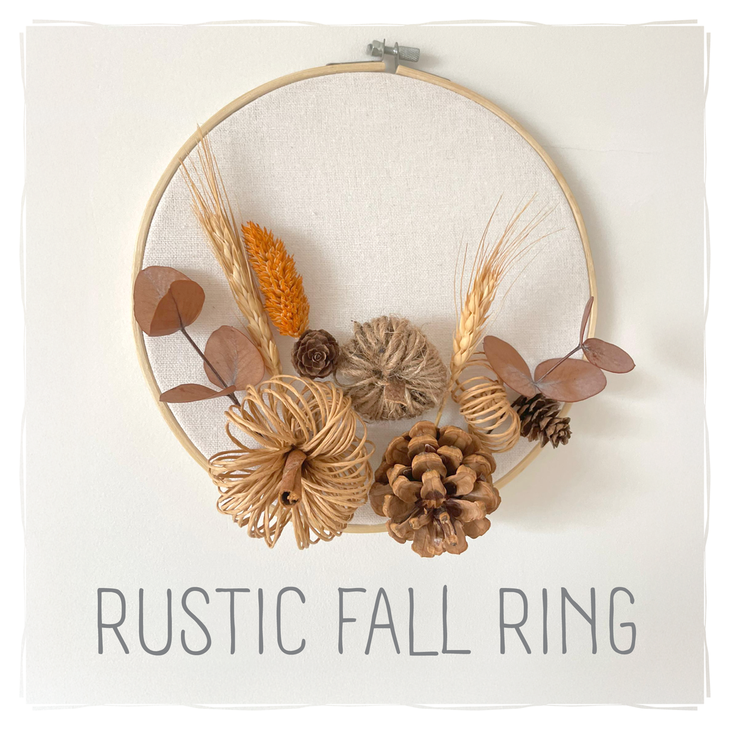 Handmade Rustic Hoop Wall Hanging: Dried Autumn Flower Decor