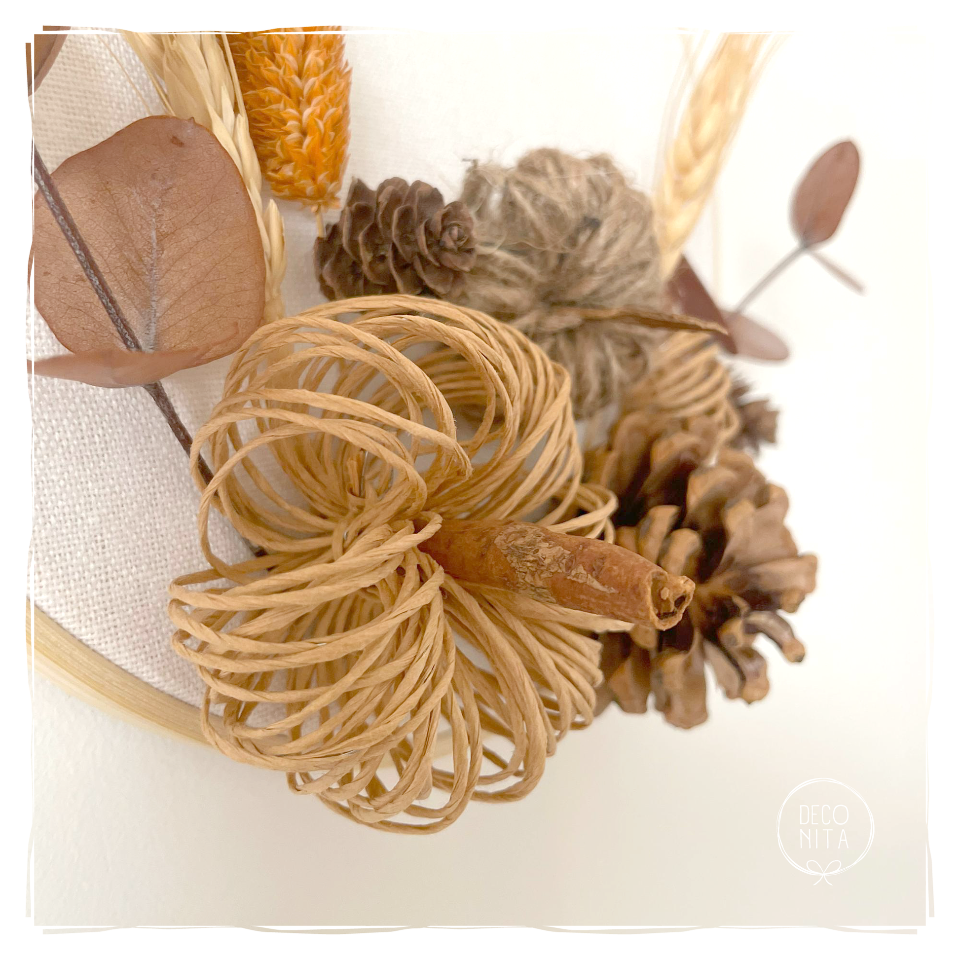 Handmade Rustic Hoop Wall Hanging: Dried Autumn Flower Decor